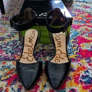 Sam Edelman Black Ankle Strap Kitten Heels